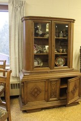 Antique Carved Oak Display Cabinet from Europe c1930 Art Deco