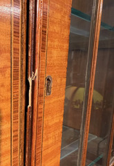 English Edwardian Style Breakfront in Satinwood with Dentil Molding