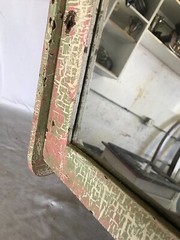 Antique Shabby Pink Wood Medicine Cabinet Vintage Mirror Chic Old 616-23B