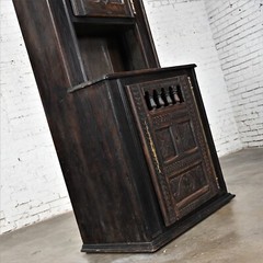 Vintage Spanish Colonial Revival Style Oak Cupboard Hutch Cabinet or Dry Bar