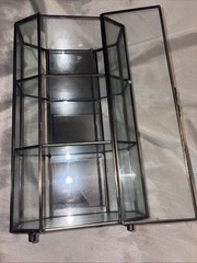 Vintage Brass And Glass Curio Display Cabinet Mirrored 3 Shelf