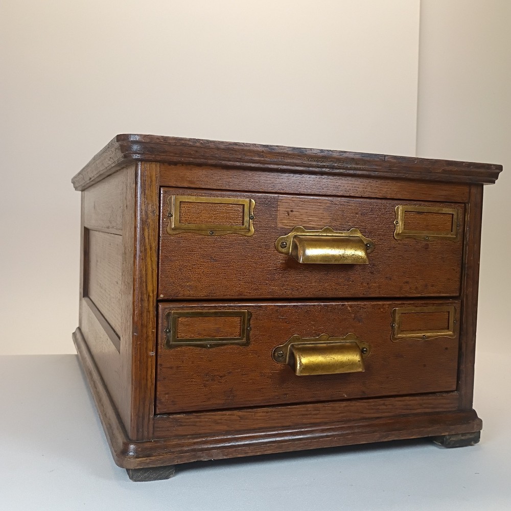 Antique Quarter Sawn Oak 2 Drawer Library Card Catalog File Cabinet Stackable