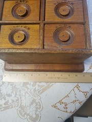 Antique Vintage 8-Drawer Wood Wall Hanging Spice Cabinet