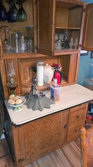 Wood Hoosier Cabinet, 4 Doors 3 Drawers, 76x52x25 in