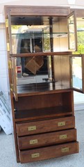 Campaign Henredon Vintage Wall Unit / Entertainment Center with Brass Hardware