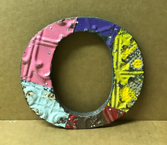 Decorative Salvaged Tin Ceiling 8″ Patchwork Mix Color Letter O Metal 163-26B