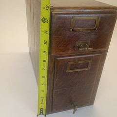 Antique Quarter Sawn Oak 2 Drawer Library Card Catalog File Cabinet Stackable