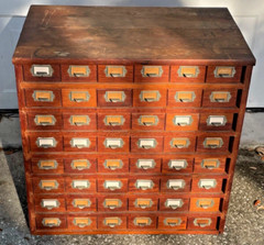 Antique Oak Apothecary Cabinet File General Store Hardware Library 48 Drawers