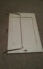 Vintage Beveled Cabinet? Mirror Metal Stand Wood Backed