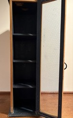 Vintage Rustic Wooden Cabinet Hand Painted with Chicken Wire Mesh Door 25.75″