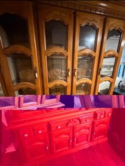 ‘China Cabinet’ with glass doors W/ Bottom Draws ~ With Light ~ Pickup Only