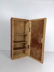 Large Wall hanging Cabinet Vintage Round Mirror Wood Medicine Bathroom Apothec