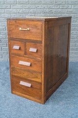 Vintage Hand Made Solid WalnutWooden Library Card Catalog File Cabinet