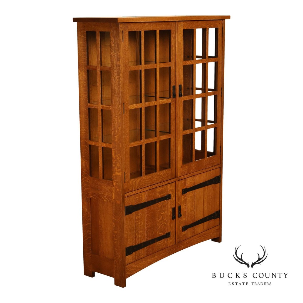 Stickley Mission Collection Oak China Cabinet With Strap Hardware