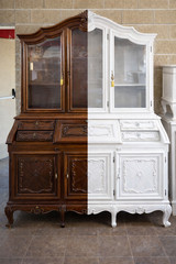 Credenza alta con vetrina superiore barocco