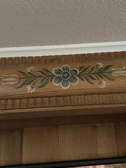 Hand Painted England Cabinet With Hutch 5 Drawers Skeleton Keys