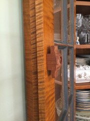 Tiger maple antique reproduction corner cupboard, custom made