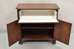 Vintage Chippendale Style Carved Mahogany Server Buffet with Bar Interior