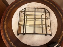 3 Shelves Brass & Glass w/ Mirror Double Glass Doors Tabletop Display