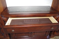 Broyhill Mahogany Wood China Marbel Top Silver Wear Cabinet
