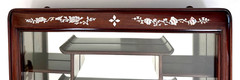 Chinese Carved Rosewood Mother-of-Pearl Wall Mounted Curio Display Cabinet