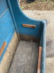 Antique 19th Cent Primitive Pine Blue Painted Cupboard Grain Box Sink we Deliver