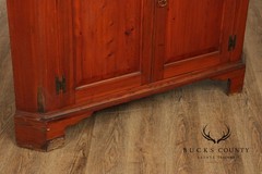 Antique American Pine Two-Part Paneled Door Corner Cupboard