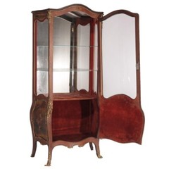 Antique Vernis Martin Decorated Kingwood & Ormolu Bombe Vitrine c1900