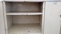 1950s Free Standing 2 Door Cabinet Interstate Metal Product 33x21x26 Formica MCM