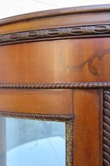 French Early 1900s Carved Inlaid Vitrine Display Curio Cabinet Cupboard 5667
