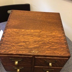 Macey Antique quarter sawn oak 4-Drawer Cabinet with Brass Handles