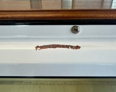 1930s Display case (deli / butcher / pastry). Porcelain and wood. Art Deco