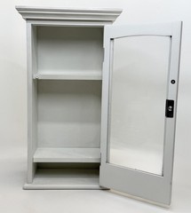 VTG White Wood Glass Door Display Case Curio Cabinet Table Top/Wall Hang 13.75”T