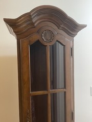 Vintage Wood Curio Cabinet Glass Doors 72.75″ H x 15″ W (20” Top) x 8”-10.5” D