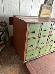 1900s Cabinet Apothecary Industrial Nut Bolt Multi Drawer Depression Era Country