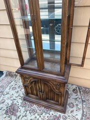 67728 Butler Traditional Oak Curio Cabinet with Glass Shelves