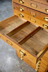 Antique apothecary Map Cabinet Flat File Wood drawer Brass Pulls industrial VTG