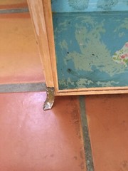 Antique Hand painted Footed Medicine Cabinet 26” T