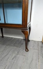 Antique Edwardian Mahogany Glass Display Curio Cabinet Queen Anne Chippendale