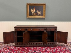 Antique English Renaissance Style Sideboard Server Entry Buffet Oak c.1930-40s