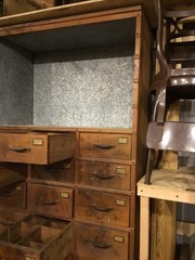 Vintage Wooden Multi-Drawered Cabinet-Wood and Metal-Over Seven Feet Tall