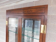 Henredon Scene One Campaign Style Light 2 Pc Curio Cabinet 82″h X 32″w “A”