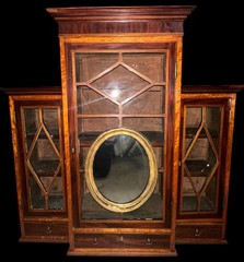 Antique Traditional Mahogany & Tiger Oak Wood Inlaid Cabinet GA20379