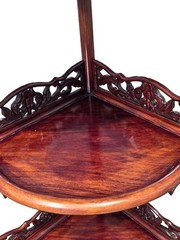 Vintage Chinese Solid Rosewood Corner Etagere Cabinet Carved Whatnot Shelf Heavy