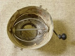 Vintage Kitchen Cabinet Metal Flour Bin; Wood Door & Sifter Crank