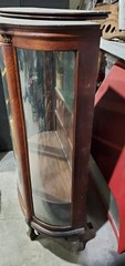 Antique Oak Victorian Bow Glass China Cabinet Curio
