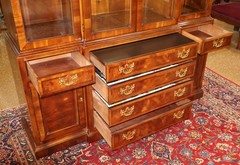 Henredon Aston Court Burl Wood Beveled Glass Bookcase China Cabinet Breakfront