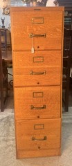 Antique American Tiger Oak Imperial Methods Co 4 Drawer Filing Cabinet 52″