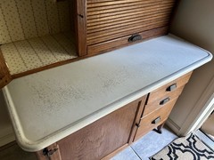1920s Antique McDougall Hoosier Wood Cabinet With Pie Safe and Flour Sifter