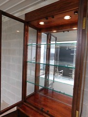 Henredon Scene One Campaign Style Light 2 Pc Curio Cabinet 82″h X 32″w “B”